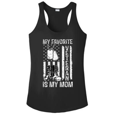 My Favorite Veteran Is My Mom Us Flag Veteran Proud Mother Ladies PosiCharge Competitor Racerback Tank