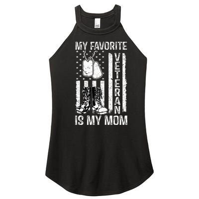 My Favorite Veteran Is My Mom Us Flag Veteran Proud Mother Women’s Perfect Tri Rocker Tank