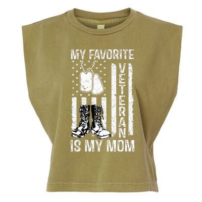 My Favorite Veteran Is My Mom Us Flag Veteran Proud Mother Garment-Dyed Women's Muscle Tee