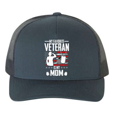 My Favorite Veteran Is My Mom Usa Flag Vintage Yupoong Adult 5-Panel Trucker Hat