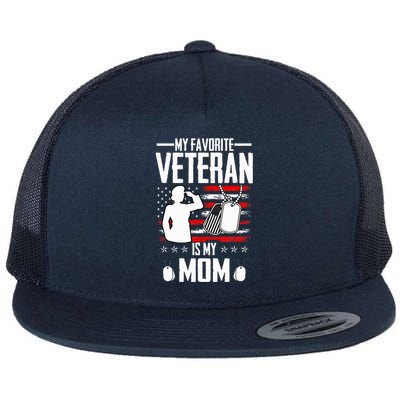 My Favorite Veteran Is My Mom Usa Flag Vintage Flat Bill Trucker Hat