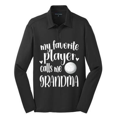 My Favorite Volleyball Player Calls Me Grandma Volleyball Funny Gift Silk Touch Performance Long Sleeve Polo