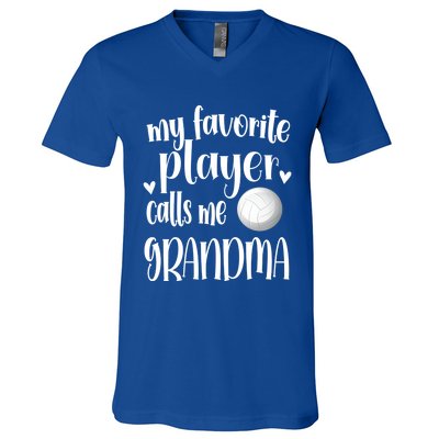 My Favorite Volleyball Player Calls Me Grandma Volleyball Funny Gift V-Neck T-Shirt