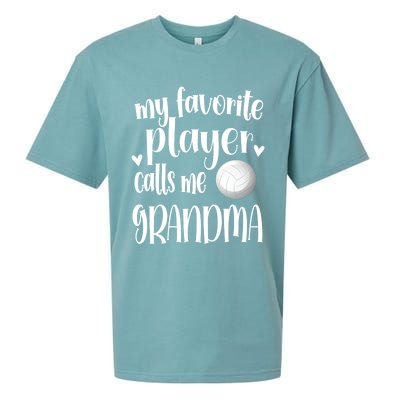 My Favorite Volleyball Player Calls Me Grandma Volleyball Funny Gift Sueded Cloud Jersey T-Shirt