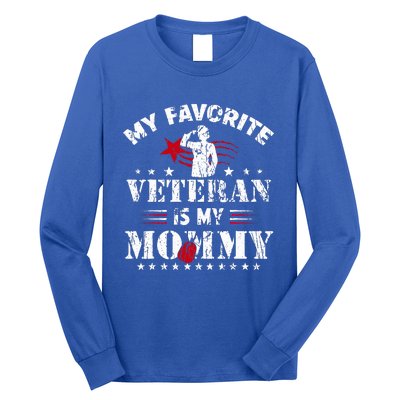 My Favorite Veteran Is My Mommy Usa Flag Vintage Long Sleeve Shirt