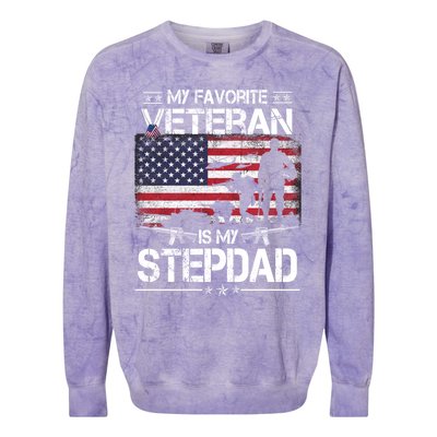 My Favorite Veteran Is My Stepdad Cool Gift Flag Father Veterans Day Cute Gift Colorblast Crewneck Sweatshirt