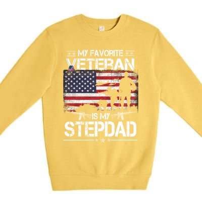 My Favorite Veteran Is My Stepdad Cool Gift Flag Father Veterans Day Cute Gift Premium Crewneck Sweatshirt