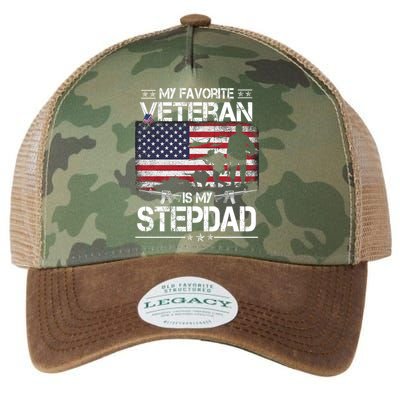 My Favorite Veteran Is My Stepdad Cool Gift Flag Father Veterans Day Cute Gift Legacy Tie Dye Trucker Hat