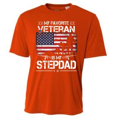 My Favorite Veteran Is My Stepdad Cool Gift Flag Father Veterans Day Cute Gift Cooling Performance Crew T-Shirt