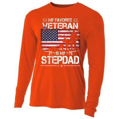 My Favorite Veteran Is My Stepdad Cool Gift Flag Father Veterans Day Cute Gift Cooling Performance Long Sleeve Crew