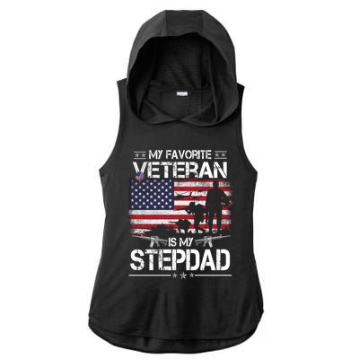 My Favorite Veteran Is My Stepdad Cool Gift Flag Father Veterans Day Cute Gift Ladies PosiCharge Tri-Blend Wicking Draft Hoodie Tank