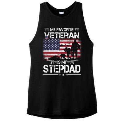 My Favorite Veteran Is My Stepdad Cool Gift Flag Father Veterans Day Cute Gift Ladies PosiCharge Tri-Blend Wicking Tank