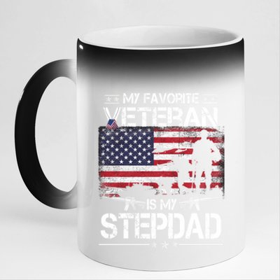 My Favorite Veteran Is My Stepdad Cool Gift Flag Father Veterans Day Cute Gift 11oz Black Color Changing Mug