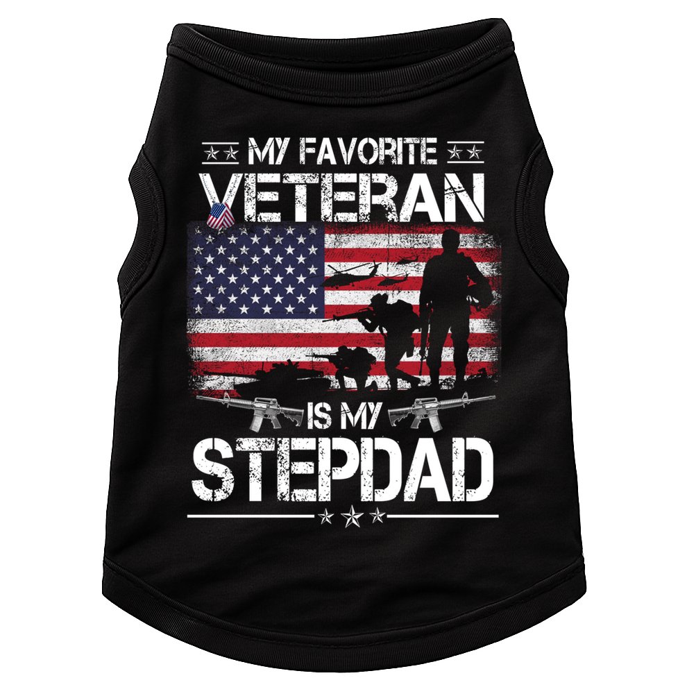 My Favorite Veteran Is My Stepdad Cool Gift Flag Father Veterans Day Cute Gift Doggie Tank