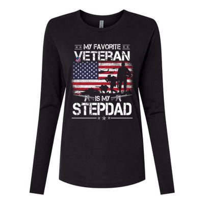 My Favorite Veteran Is My Stepdad Cool Gift Flag Father Veterans Day Cute Gift Womens Cotton Relaxed Long Sleeve T-Shirt