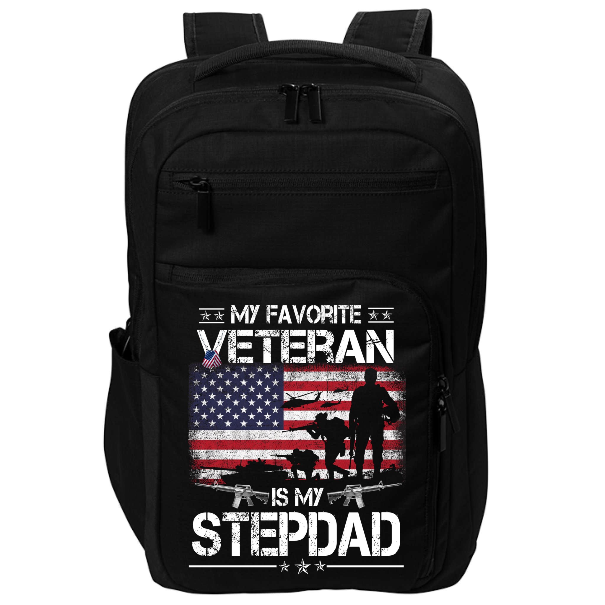 My Favorite Veteran Is My Stepdad Cool Gift Flag Father Veterans Day Cute Gift Impact Tech Backpack