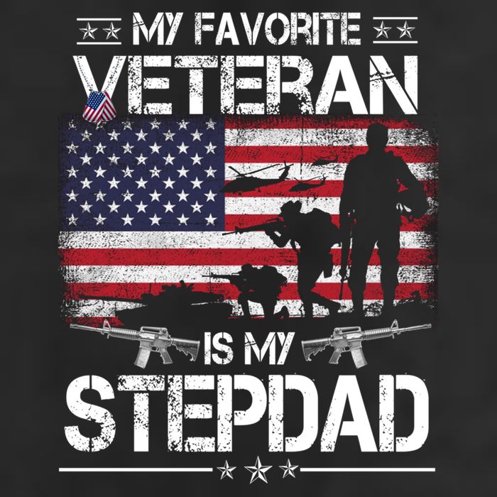 My Favorite Veteran Is My Stepdad Cool Gift Flag Father Veterans Day Cute Gift Beanie