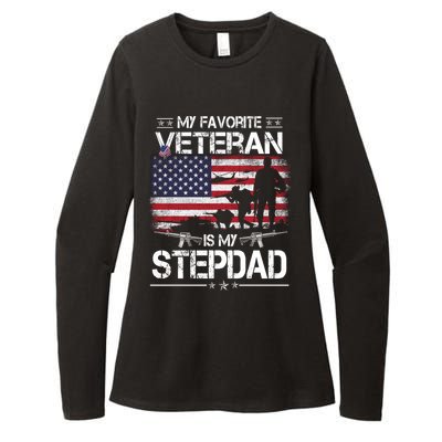 My Favorite Veteran Is My Stepdad Cool Gift Flag Father Veterans Day Cute Gift Womens CVC Long Sleeve Shirt