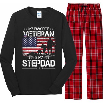 My Favorite Veteran Is My Stepdad Cool Gift Flag Father Veterans Day Cute Gift Long Sleeve Pajama Set