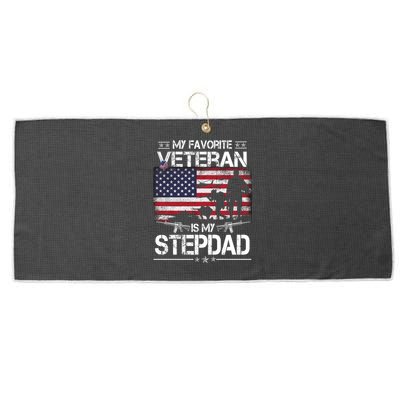 My Favorite Veteran Is My Stepdad Cool Gift Flag Father Veterans Day Cute Gift Large Microfiber Waffle Golf Towel