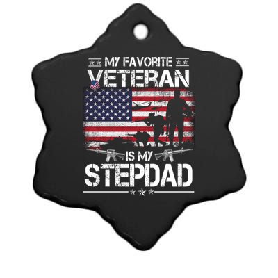 My Favorite Veteran Is My Stepdad Cool Gift Flag Father Veterans Day Cute Gift Ceramic Star Ornament