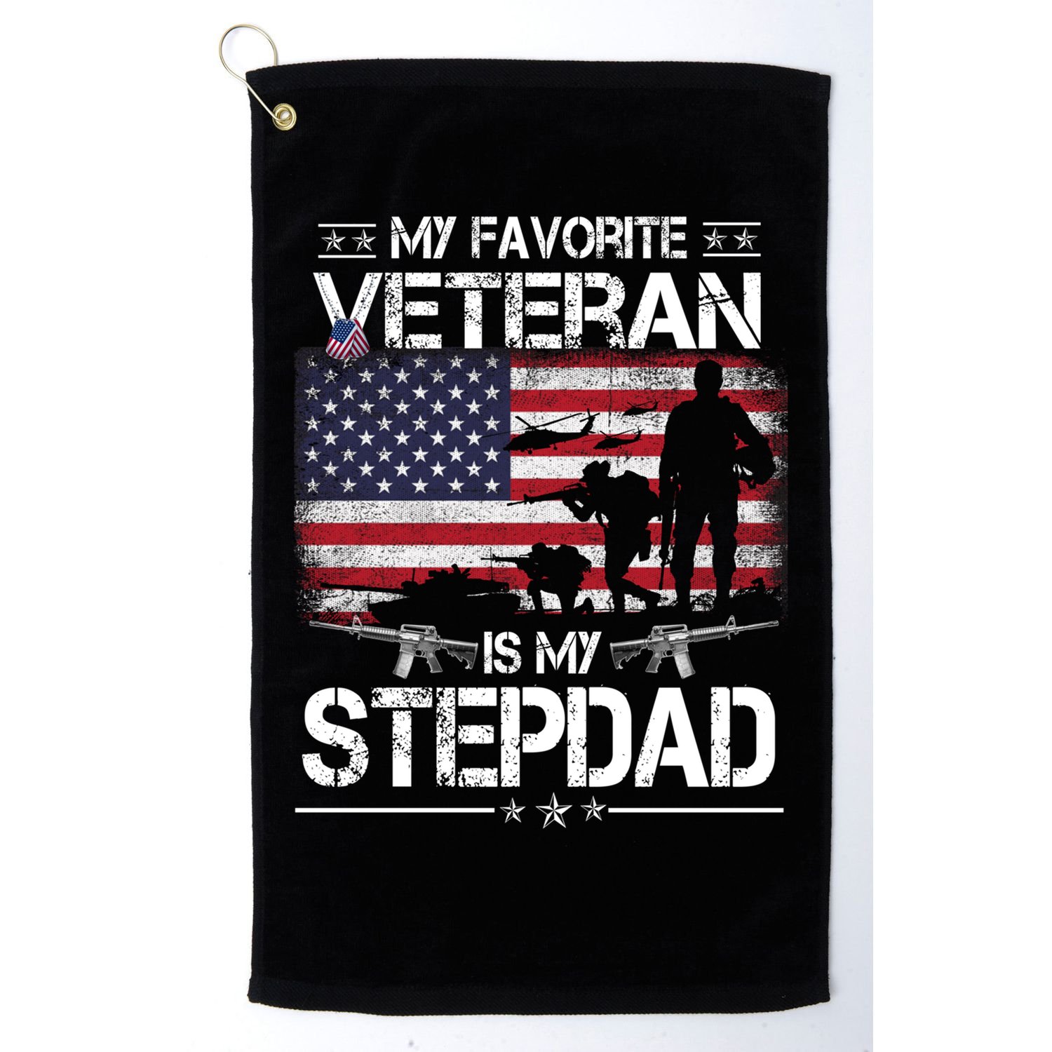 My Favorite Veteran Is My Stepdad Cool Gift Flag Father Veterans Day Cute Gift Golf Towel