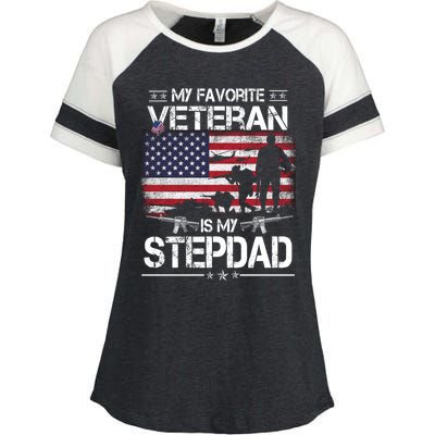 My Favorite Veteran Is My Stepdad Cool Gift Flag Father Veterans Day Cute Gift Enza Ladies Jersey Colorblock Tee