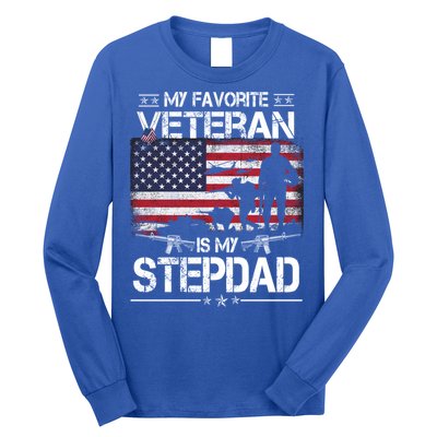 My Favorite Veteran Is My Stepdad Cool Gift Flag Father Veterans Day Cute Gift Long Sleeve Shirt