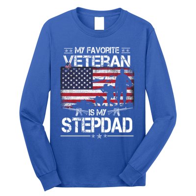 My Favorite Veteran Is My Stepdad Cool Gift Flag Father Veterans Day Cute Gift Long Sleeve Shirt