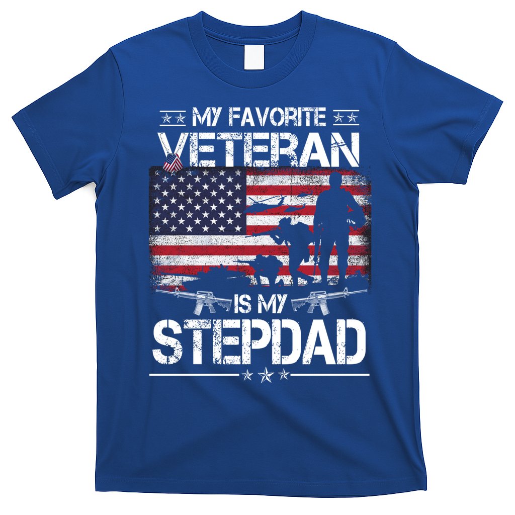 My Favorite Veteran Is My Stepdad Cool Gift Flag Father Veterans Day Cute Gift T-Shirt