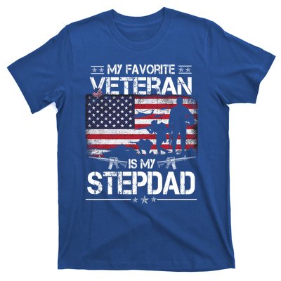 My Favorite Veteran Is My Stepdad Cool Gift Flag Father Veterans Day Cute Gift T-Shirt