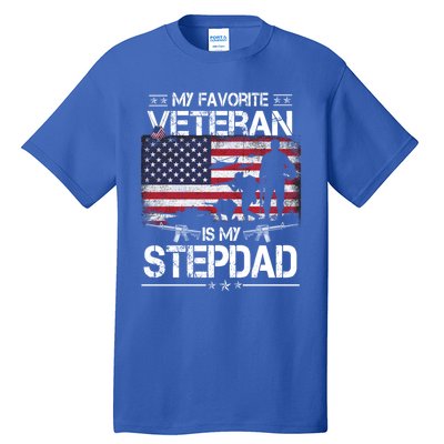 My Favorite Veteran Is My Stepdad Cool Gift Flag Father Veterans Day Cute Gift Tall T-Shirt