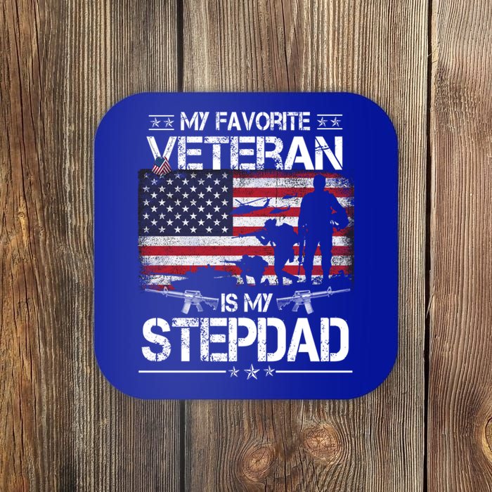 My Favorite Veteran Is My Stepdad Cool Gift Flag Father Veterans Day Cute Gift Coaster