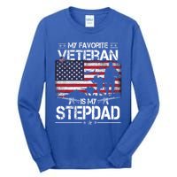 My Favorite Veteran Is My Stepdad Cool Gift Flag Father Veterans Day Cute Gift Tall Long Sleeve T-Shirt