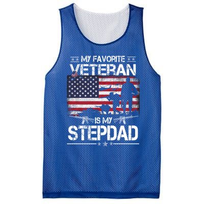 My Favorite Veteran Is My Stepdad Cool Gift Flag Father Veterans Day Cute Gift Mesh Reversible Basketball Jersey Tank