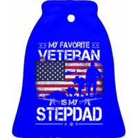 My Favorite Veteran Is My Stepdad Cool Gift Flag Father Veterans Day Cute Gift Ceramic Bell Ornament