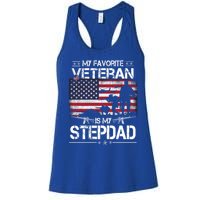 My Favorite Veteran Is My Stepdad Cool Gift Flag Father Veterans Day Cute Gift Women's Racerback Tank