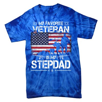 My Favorite Veteran Is My Stepdad Cool Gift Flag Father Veterans Day Cute Gift Tie-Dye T-Shirt