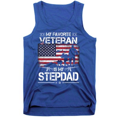 My Favorite Veteran Is My Stepdad Cool Gift Flag Father Veterans Day Cute Gift Tank Top