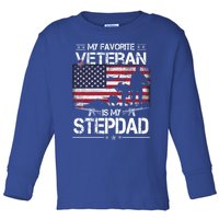 My Favorite Veteran Is My Stepdad Cool Gift Flag Father Veterans Day Cute Gift Toddler Long Sleeve Shirt