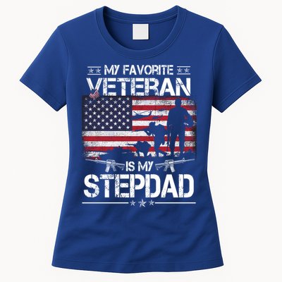 My Favorite Veteran Is My Stepdad Cool Gift Flag Father Veterans Day Cute Gift Womens T-Shirt