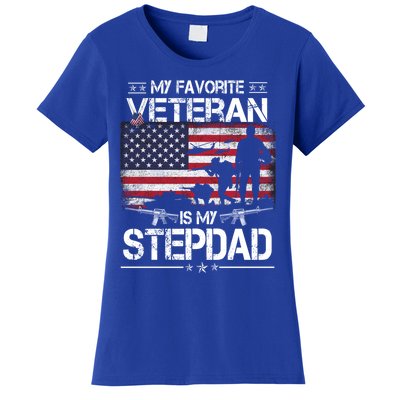 My Favorite Veteran Is My Stepdad Cool Gift Flag Father Veterans Day Cute Gift Women's T-Shirt