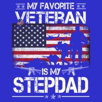 My Favorite Veteran Is My Stepdad Cool Gift Flag Father Veterans Day Cute Gift Women's V-Neck T-Shirt