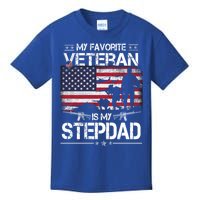 My Favorite Veteran Is My Stepdad Cool Gift Flag Father Veterans Day Cute Gift Kids T-Shirt