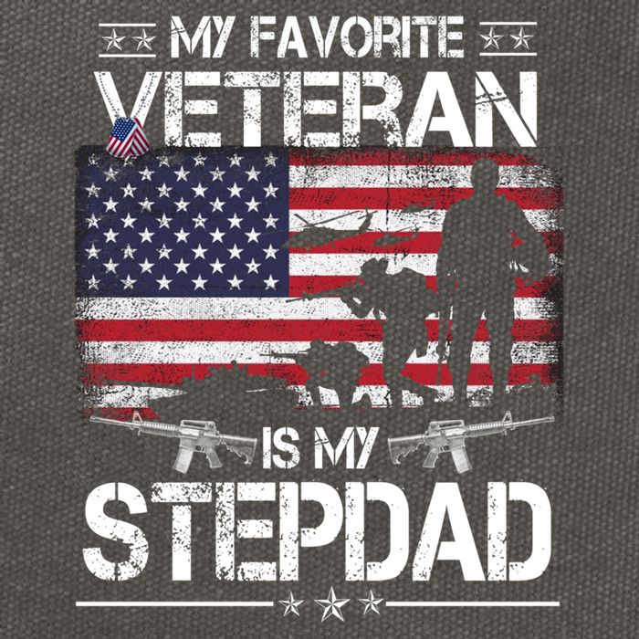 My Favorite Veteran Is My Stepdad Cool Gift Flag Father Veterans Day Cute Gift Cotton Canvas Backpack