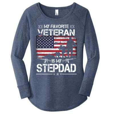 My Favorite Veteran Is My Stepdad Cool Gift Flag Father Veterans Day Cute Gift Women's Perfect Tri Tunic Long Sleeve Shirt