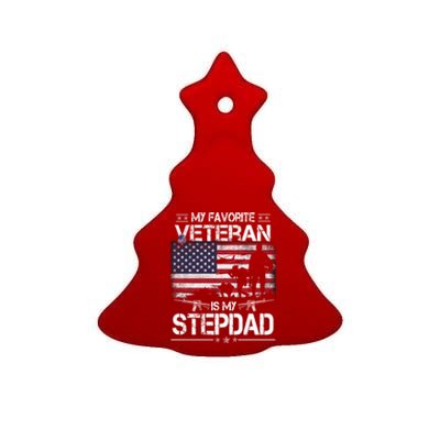 My Favorite Veteran Is My Stepdad Cool Gift Flag Father Veterans Day Cute Gift Ceramic Tree Ornament