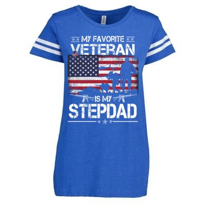 My Favorite Veteran Is My Stepdad Cool Gift Flag Father Veterans Day Cute Gift Enza Ladies Jersey Football T-Shirt