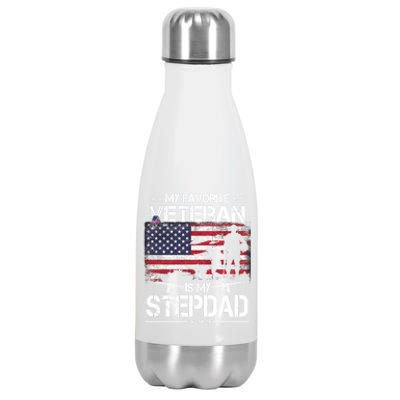 My Favorite Veteran Is My Stepdad Cool Gift Flag Father Veterans Day Cute Gift Stainless Steel Insulated Water Bottle