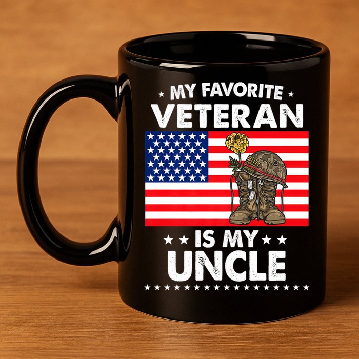 My Favorite Veteran Is My Uncle Proud Uncle Veterans Day Funny Gift 11oz C Handle Ceramic Mug